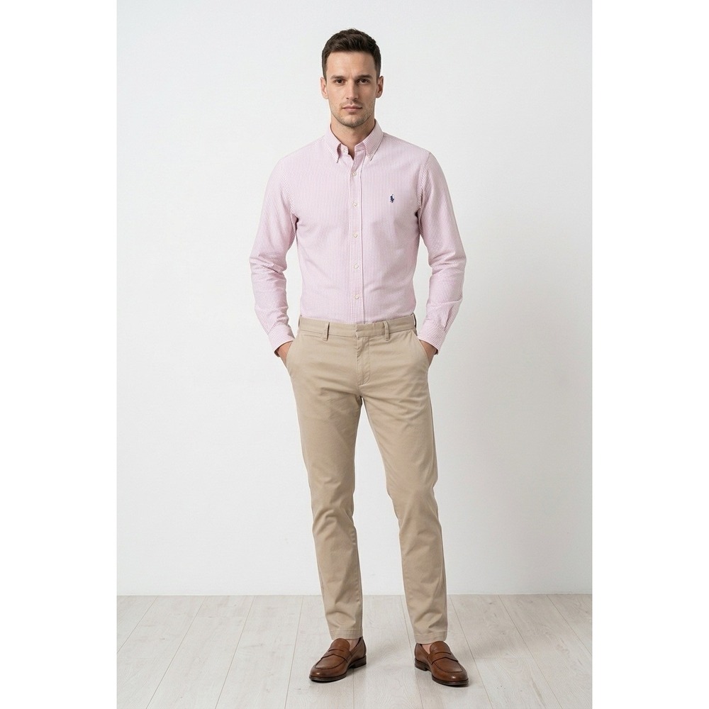 Polo Ralph Lauren Mens Pink White Striped Cotton Button Down Classic Fit XL - Picture 8 of 8